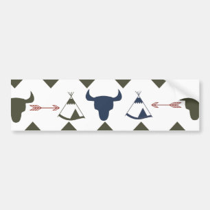 Autocollant De Voiture Chevron Tribal Amérindien Crânes Tipi Flèches