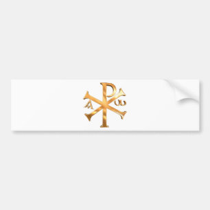 Autocollant De Voiture Chi-Rho d'or