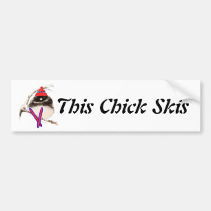 Autocollant De Voiture Chick, Ski, Ski, Petits Sports D'Oiseaux