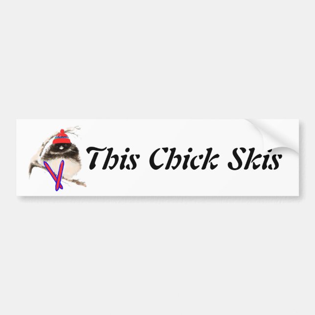 Autocollant De Voiture Chick, Ski, Ski, Petits Sports D'Oiseaux (Devant)