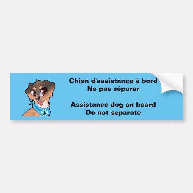 Autocollant De Voiture Chien d'assistance Psy'chien (Devant)