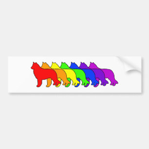 Autocollant De Voiture Chien de berger de Belge d'arc-en-ciel