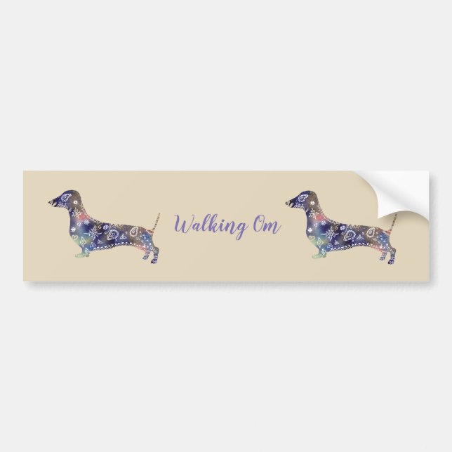 Autocollant De Voiture Chien Mandala, Sticker Dachshund Bumper (Devant)
