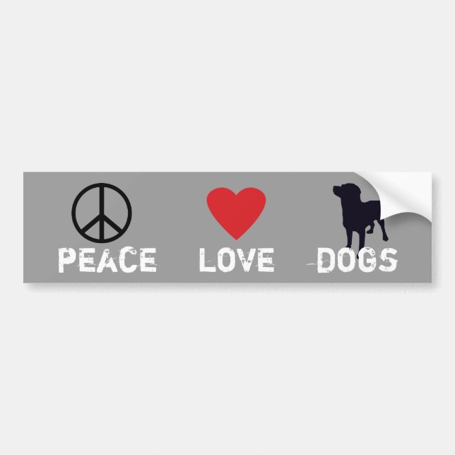 Autocollant De Voiture Chiens d'amour de paix (Devant)