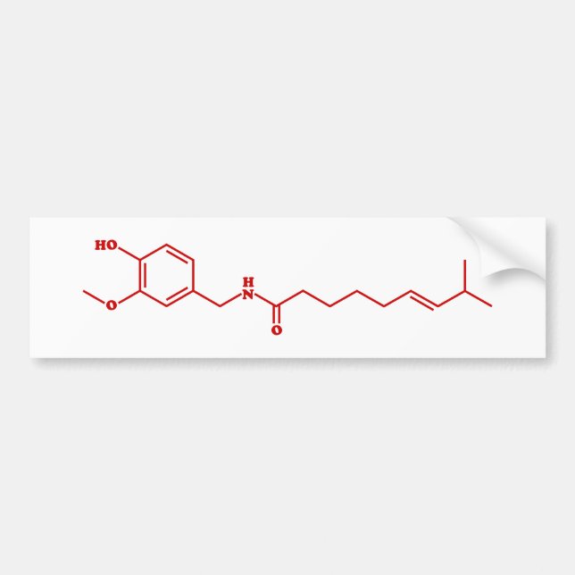 Autocollant De Voiture Chili Capsaicin Formule chimique moléculaire (Devant)