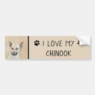 Autocollant De Voiture Chinook (Oreilles Pointées) Peinture - Art Chien o