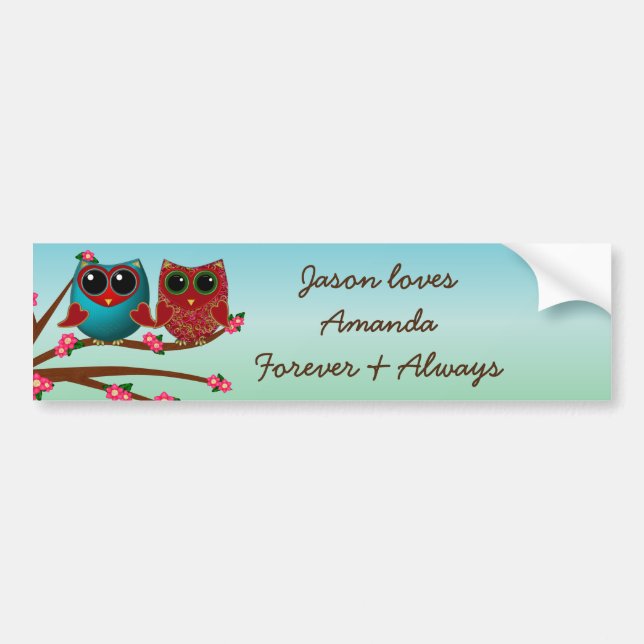 Autocollant De Voiture Chouette vous aime Bumper Sticker (Devant)