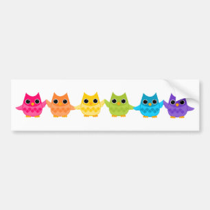 Autocollant De Voiture Chouettes arc-en-ciel