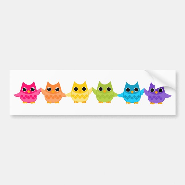 Autocollant De Voiture Chouettes arc-en-ciel (Devant)