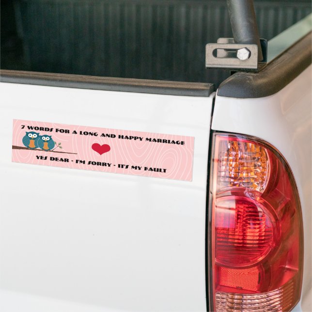 Autocollant De Voiture Chouettes Mignonnes 7 Mots Pour Un Mariage Long Et (Sur camion)