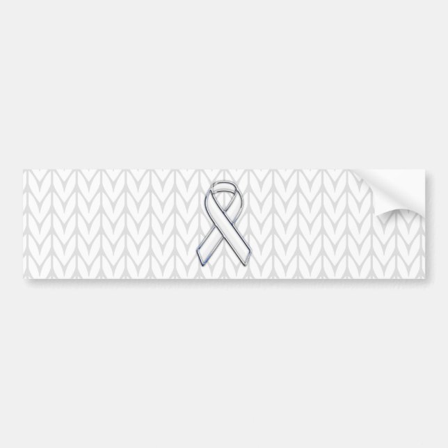 Autocollant De Voiture Chrome Comme Blanc Knit Ribbon Sensibilisation Imp (Devant)