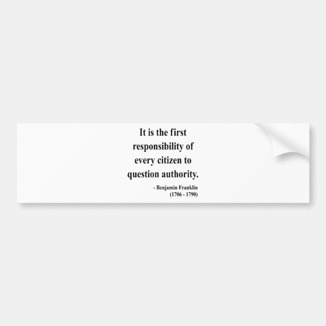 Autocollant De Voiture Citation 3a de Ben Franklin (Devant)