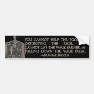 Autocollant De Voiture Citation d'Abraham Lincoln sur détruire les riches
