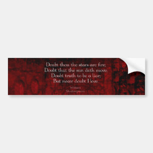 Autocollant De Voiture Citation d'amour célèbre William Shakespeare