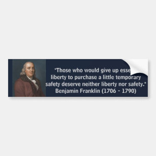 Autocollant De Voiture Citation de Ben Franklin Liberty