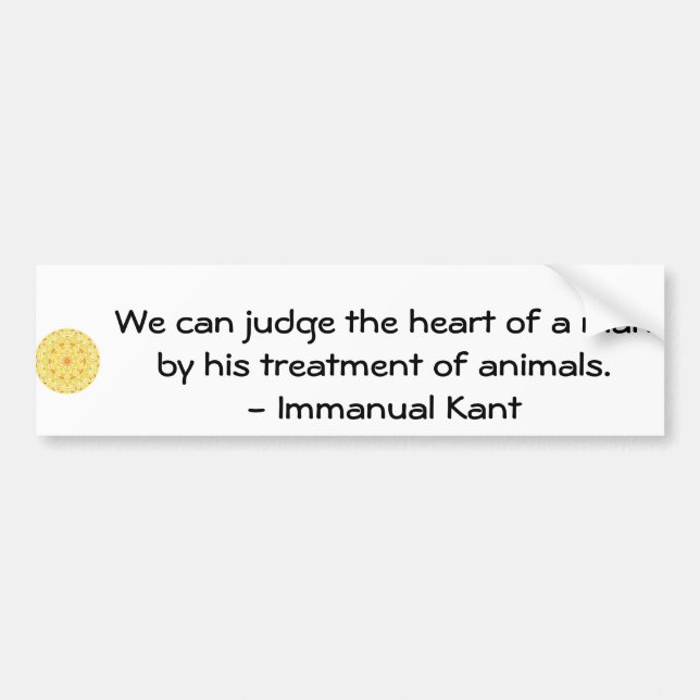 Autocollant De Voiture Citation de droits des animaux d'Immanual Kant (Devant)