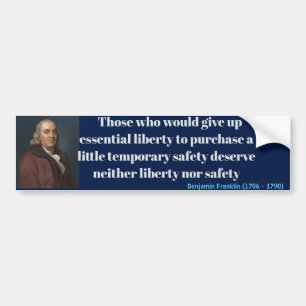 Autocollant De Voiture Citation de liberté de Ben Franklin