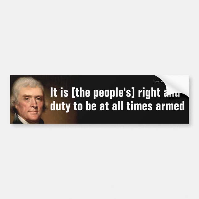 Autocollant De Voiture Citation Thomas Jefferson Gun Rights (Devant)