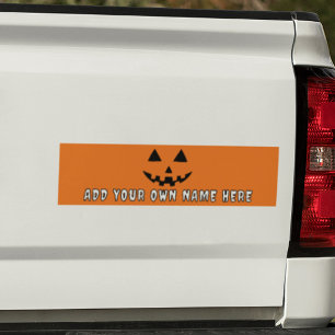 Autocollant De Voiture Citrouille orange personnalisé Halloween Votre Nom