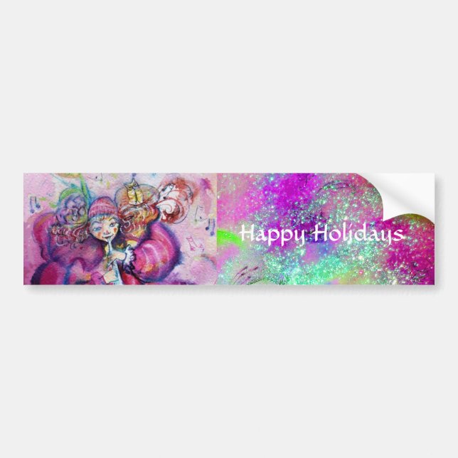AUTOCOLLANT DE VOITURE CLOWN MUSICALE EN PINK PURPLE BLUE SPARKLES (Devant)