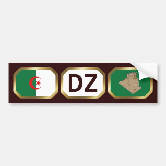 Autocollant De Voiture Code de la carte du drapeau algérien Bumper Sticke (Devant)