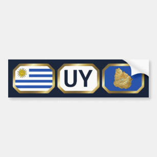 Autocollant De Voiture Code de la carte du drapeau uruguayen