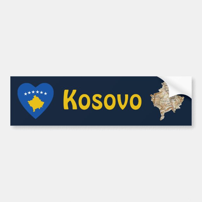 Autocollant De Voiture Coeur de drapeau de Kosovo + Adhésif pour (Devant)