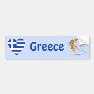 Autocollant De Voiture Coeur de drapeau de la Grèce + Adhésif pour