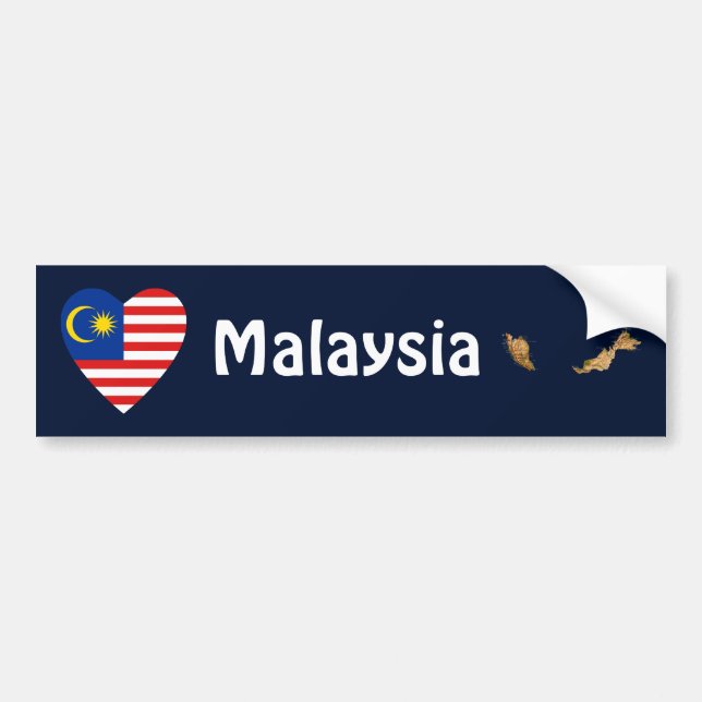 Autocollant De Voiture Coeur de drapeau de la Malaisie + Adhésif pour (Devant)