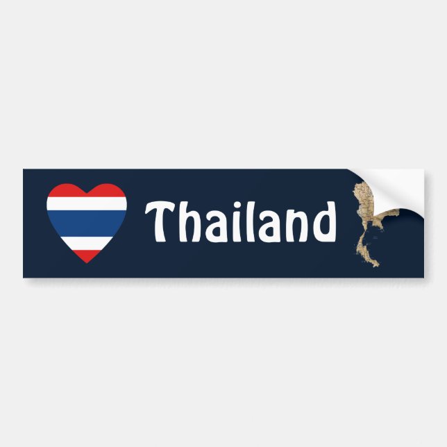 Autocollant De Voiture Coeur de drapeau de la Thaïlande + Adhésif pour (Devant)