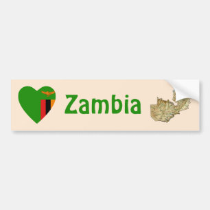 Autocollant De Voiture Coeur de drapeau de la Zambie + Adhésif pour