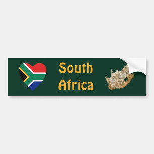Autocollant De Voiture Coeur de drapeau de l'Afrique du Sud + Adhésif