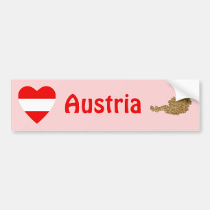 Autocollant De Voiture Coeur de drapeau de l'Autriche + Adhésif pour