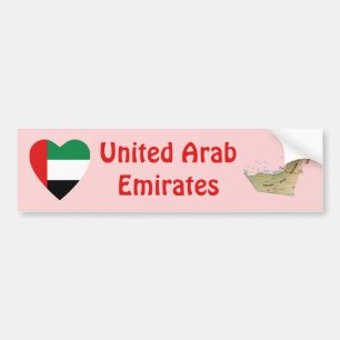 Autocollant De Voiture Coeur de drapeau des EAU + Adhésif pour pare-choc