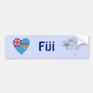 Autocollant De Voiture Coeur de drapeau des Fidji + Adhésif pour