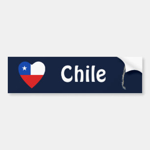 Autocollant De Voiture Coeur de drapeau du Chili + Adhésif pour