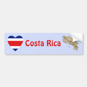 Autocollant De Voiture Coeur de drapeau du Costa Rica + Adhésif pour