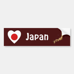 Autocollant De Voiture Coeur de drapeau du Japon + Adhésif pour