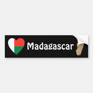 Autocollant De Voiture Coeur de drapeau du Madagascar + Adhésif pour