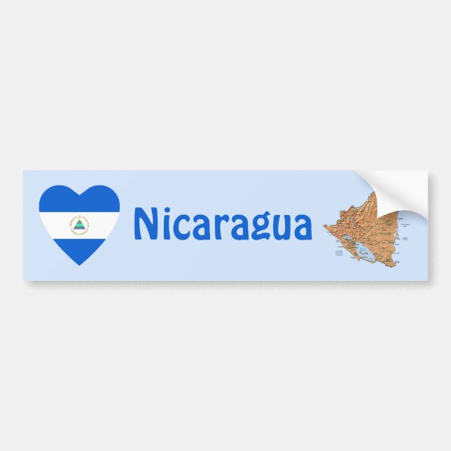 Autocollant De Voiture Coeur de drapeau du Nicaragua + Adhésif pour (Devant)