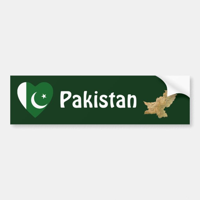 Autocollant De Voiture Coeur de drapeau du Pakistan + Adhésif pour (Devant)