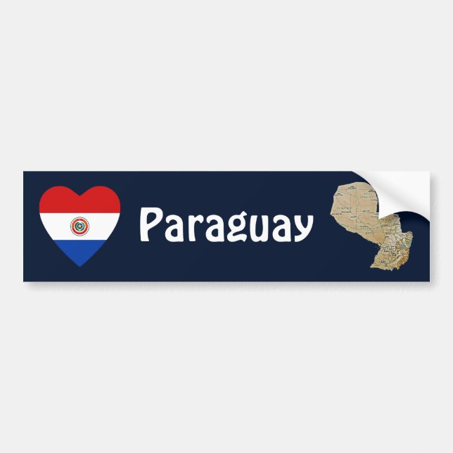 Autocollant De Voiture Coeur de drapeau du Paraguay + Adhésif pour (Devant)