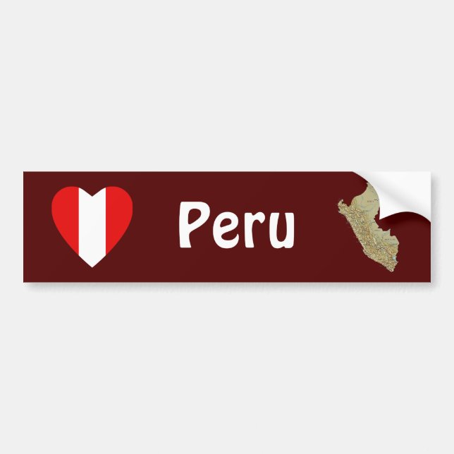 Autocollant De Voiture Coeur de drapeau du Pérou + Adhésif pour (Devant)
