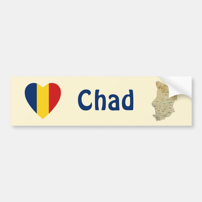 Autocollant De Voiture Coeur de drapeau du Tchad + Adhésif pour (Devant)