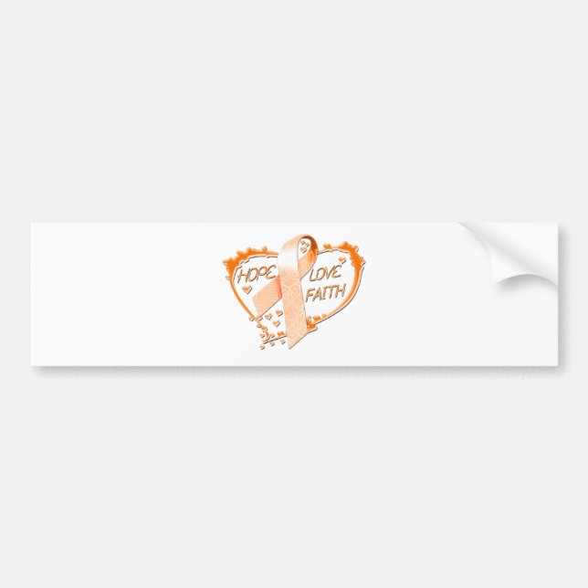Autocollant De Voiture Coeur de foi d'amour d'espoir (orange) (Devant)