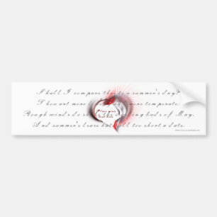 Autocollant De Voiture Coeur métallique avec sonnet de Shakespeare 18