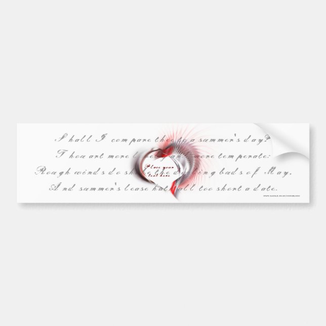 Autocollant De Voiture Coeur métallique avec sonnet de Shakespeare 18 (Devant)