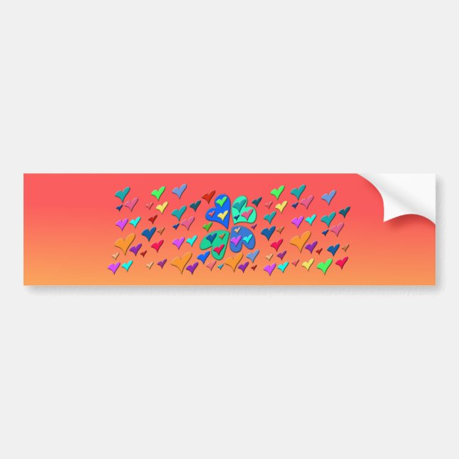 Autocollant De Voiture Coeurs colorés (Devant)
