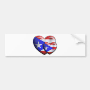 Autocollant De Voiture Coeurs portoricains de drapeau