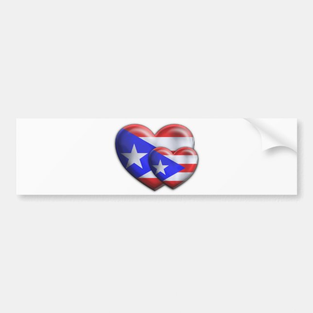 Autocollant De Voiture Coeurs portoricains de drapeau (Devant)